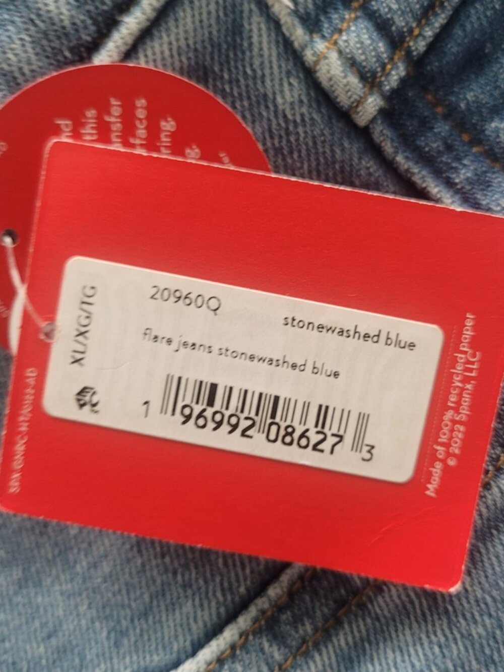 NWT SPANX Flare Jeans in Stonewashed Blue Size XLP - Picture 6 of 8